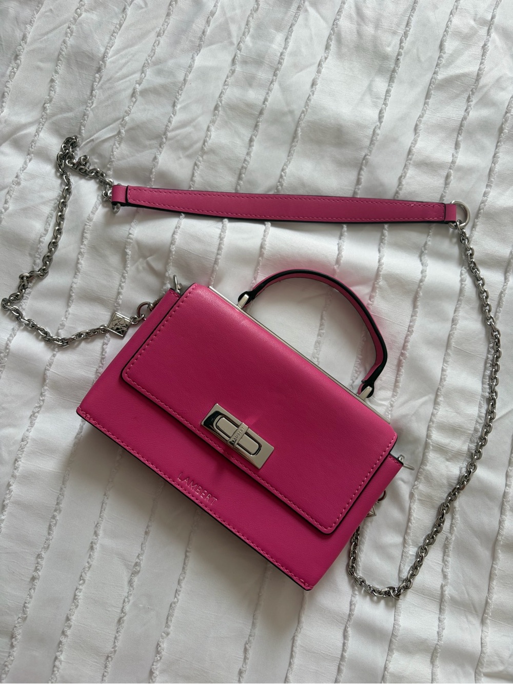 LAMBERT - Hot Pink Leather Top-Handle Crossbody Bag